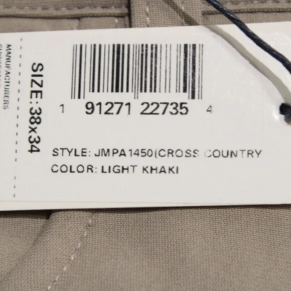Johnnie-O NWT 5 Pocket Jean Cut Pants Size 38 US In Solid Beige 100% Polyester